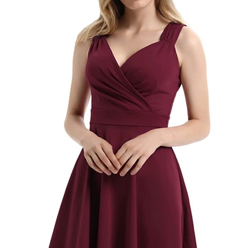 NEW Grace Karin Women's Sleeveless Formal Dress XL Dark Wine Wrap Swing - Picture 6 of 12
